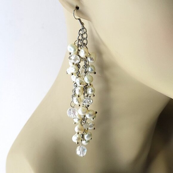 Long Pearl Earrings Statement Pearl Earrings - Picture 1 of 8